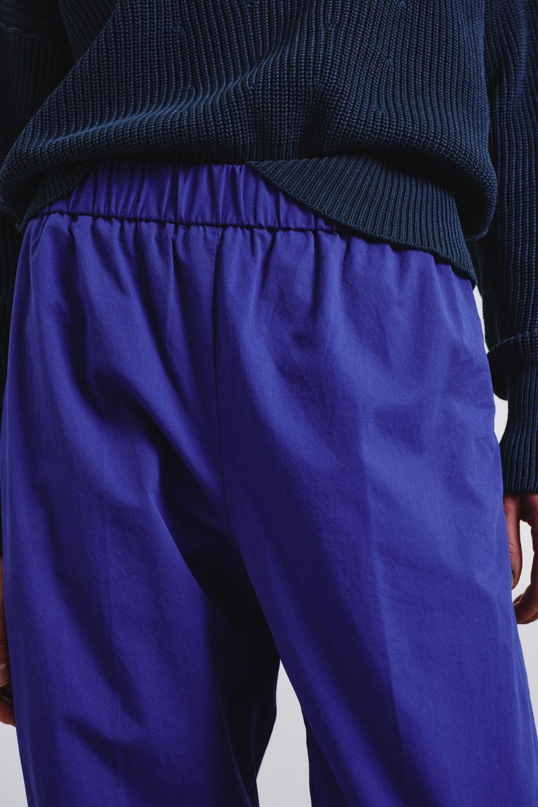 Cotton gabardine jogging trousers royal blue