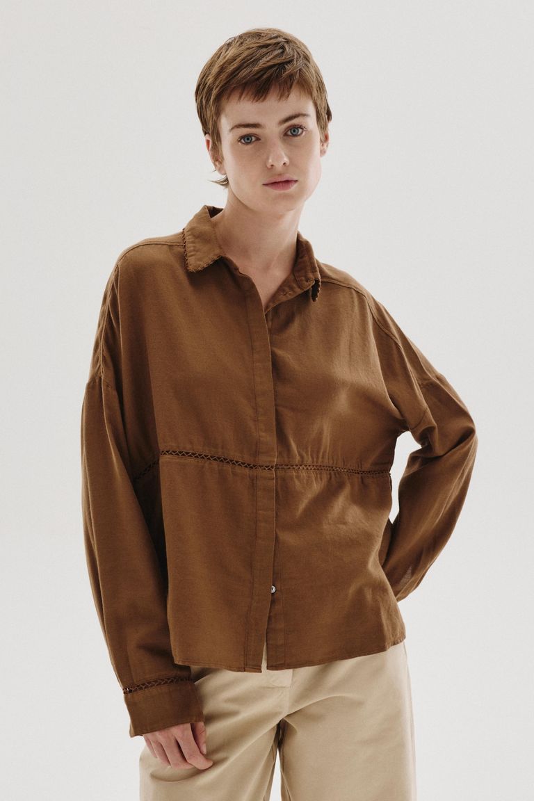 Shirt with micro-weave cotton and wool inlay