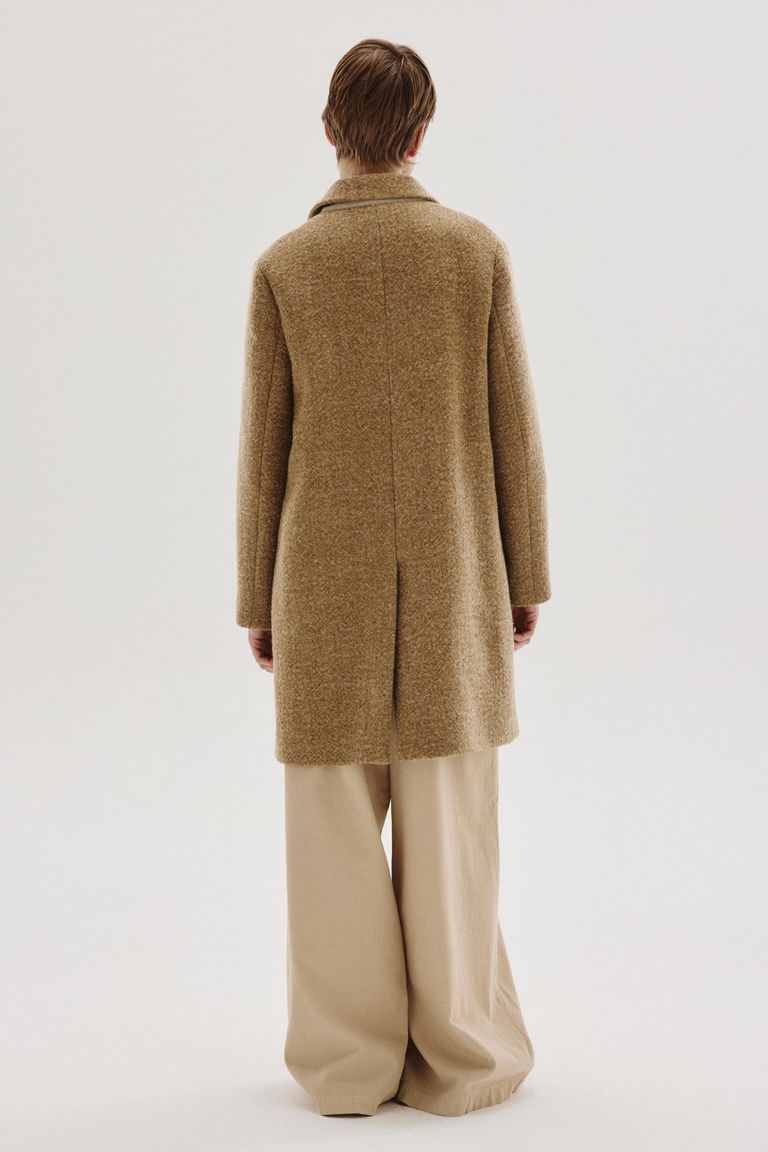 Mélange wool and cotton cloth coat