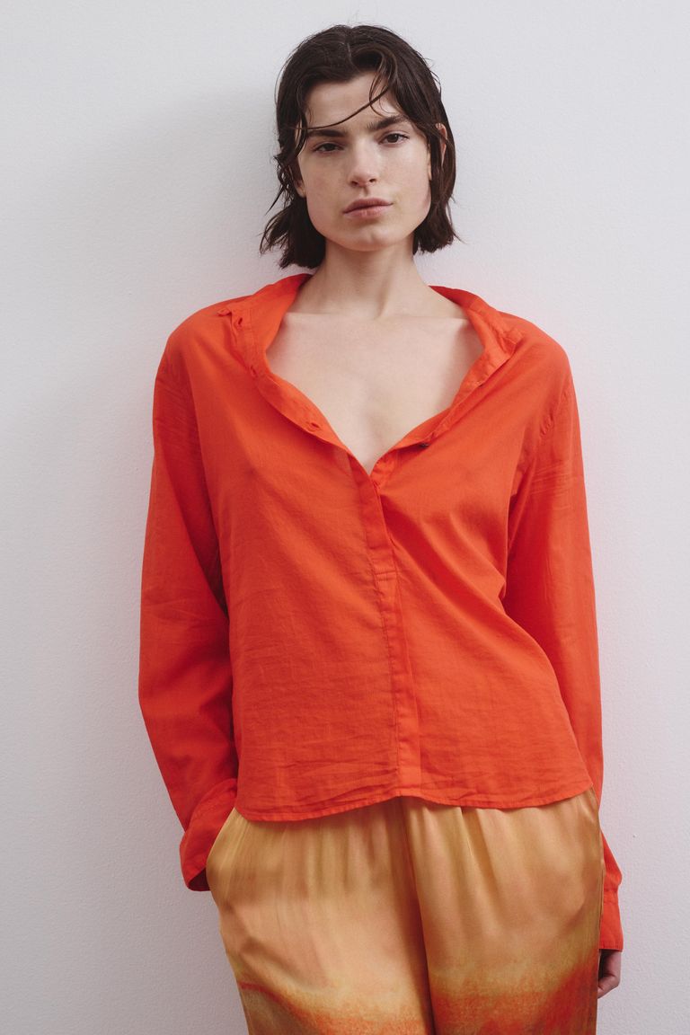 Camicia in mussola di cotone papavero