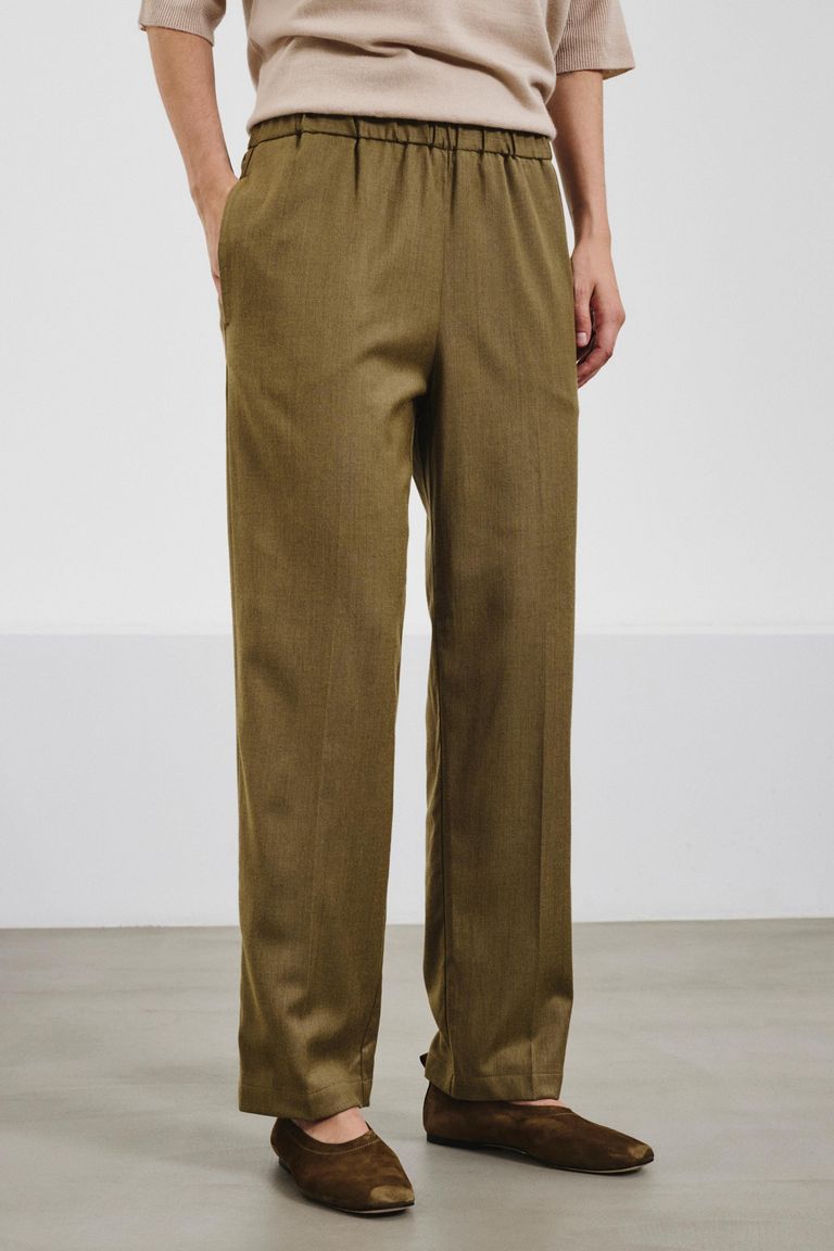 Mélange cotton and wool flannel jogging trousers