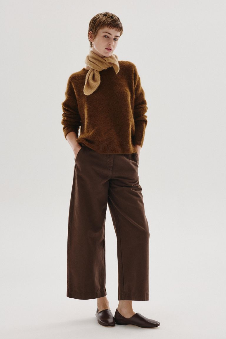 Crewneck mohair sweater gianduia
