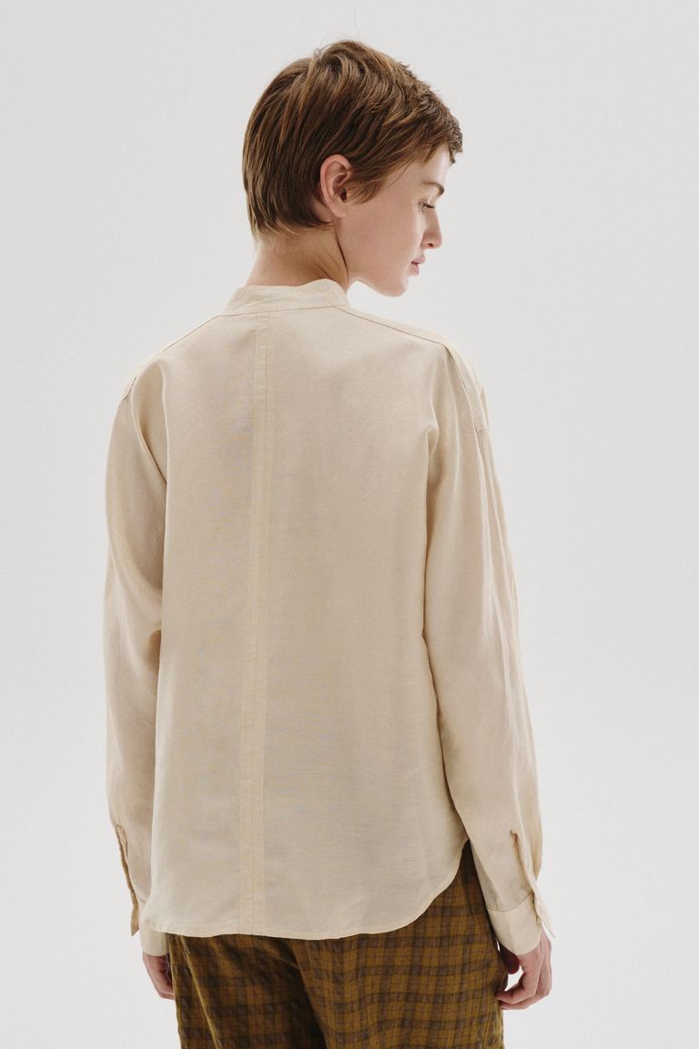 Linen, viscose and silk shantung shirt