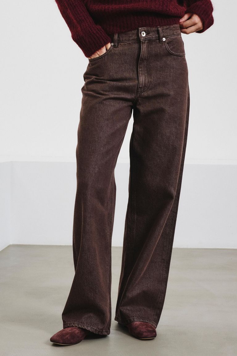Relaxed-fit 5-pocket trousers in washed cotton-lyocell bull mahogany