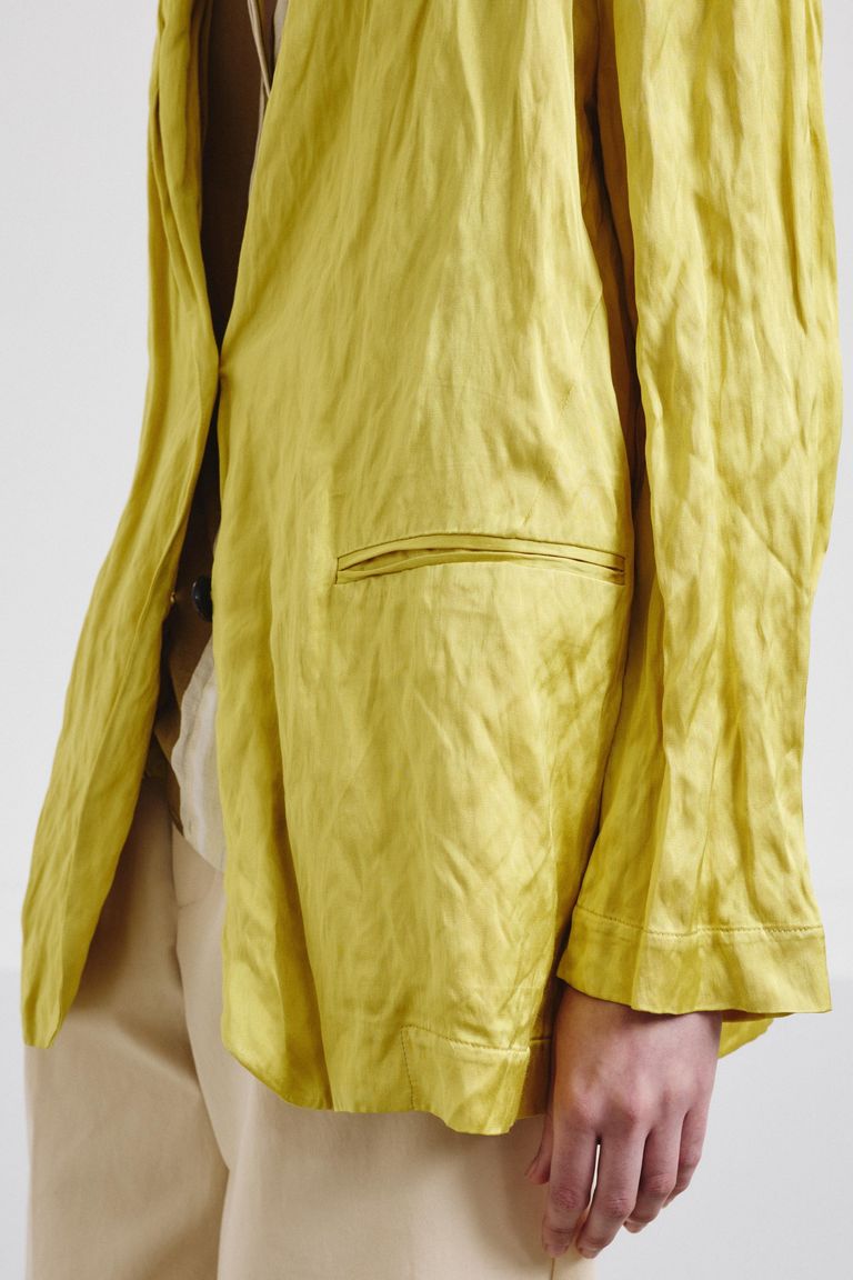 Crinkled viscose satin jacket topaz