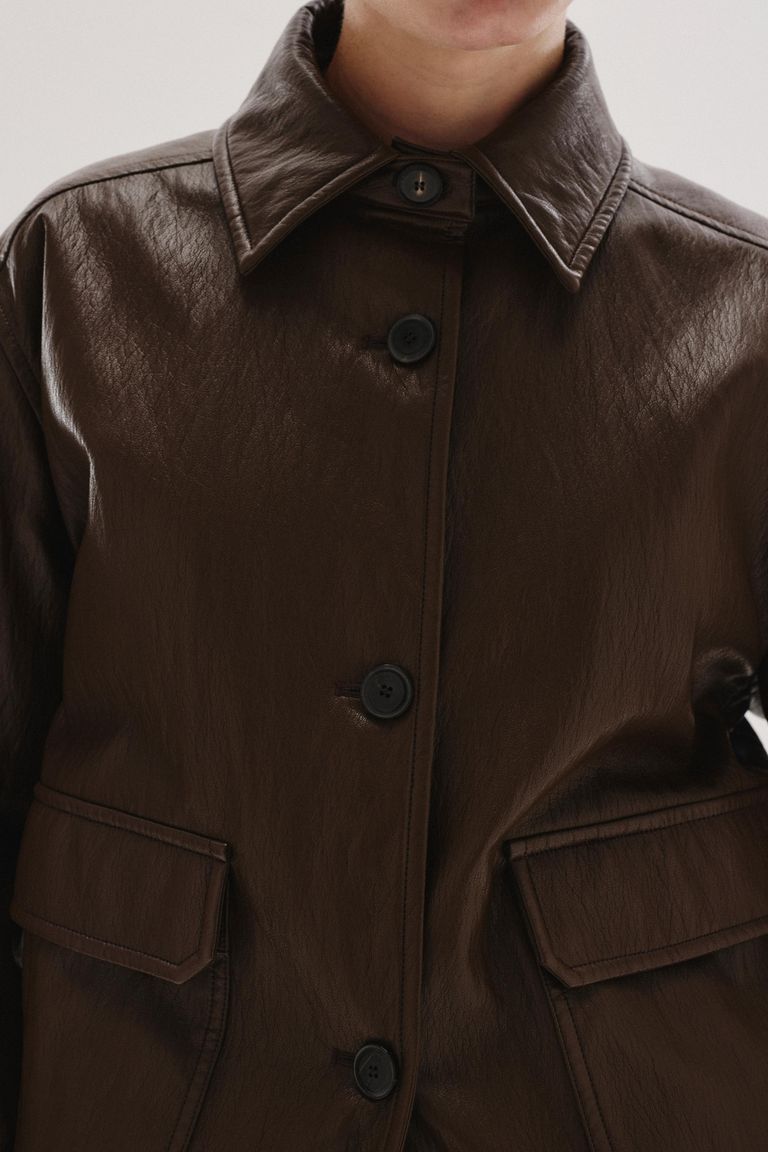 Faux leather jacket mahogany
