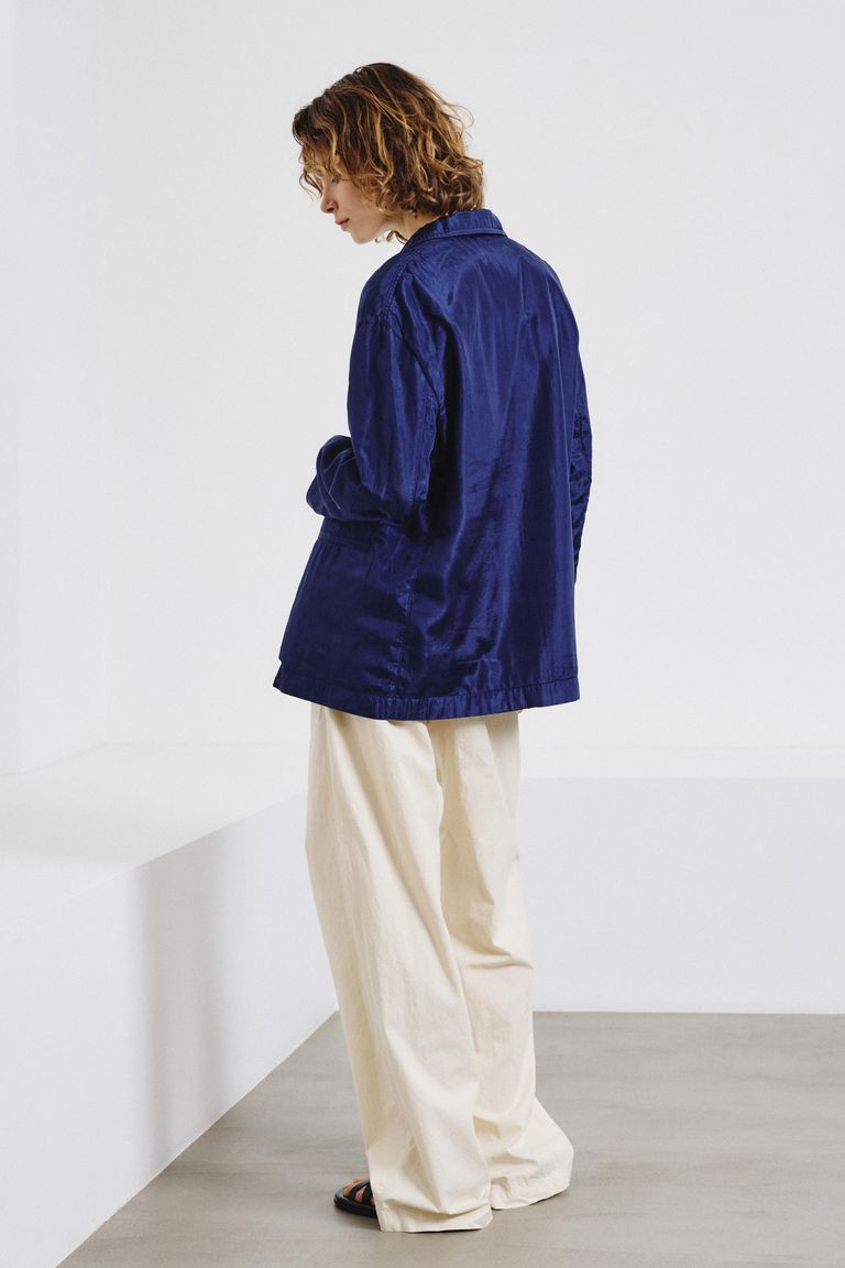 Double-layer cotton and silk jacket navy