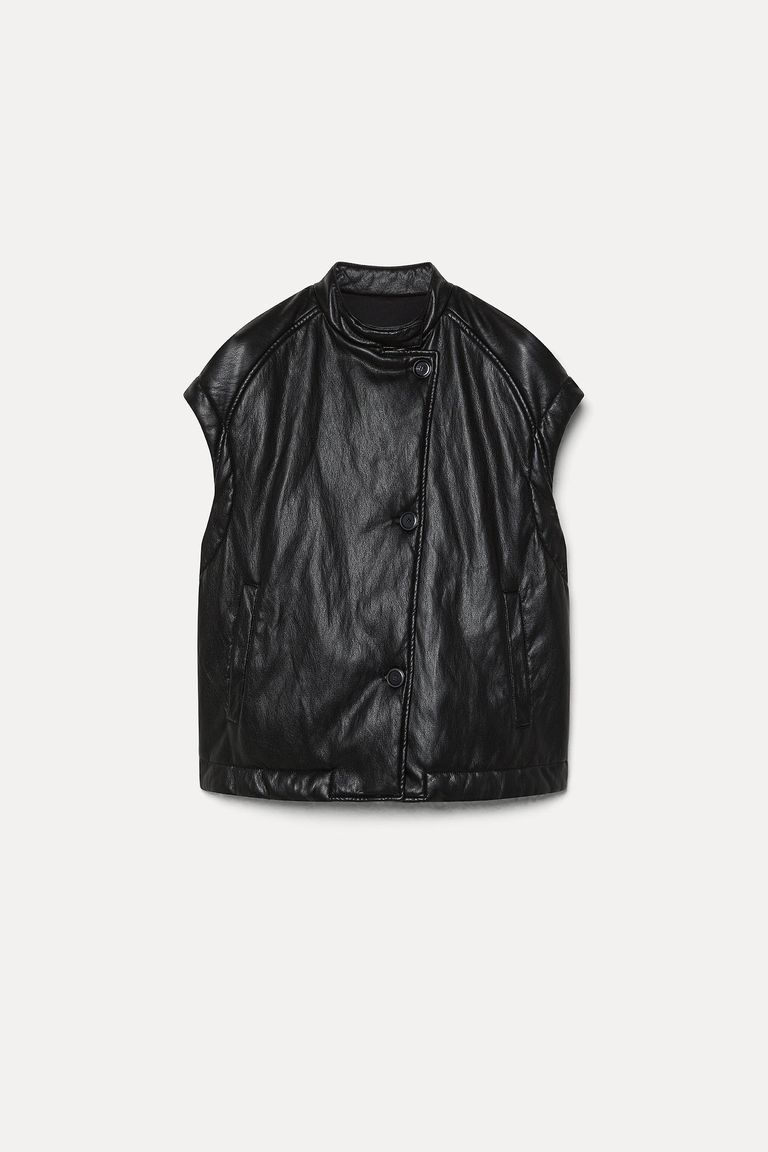 Faux leather vest black