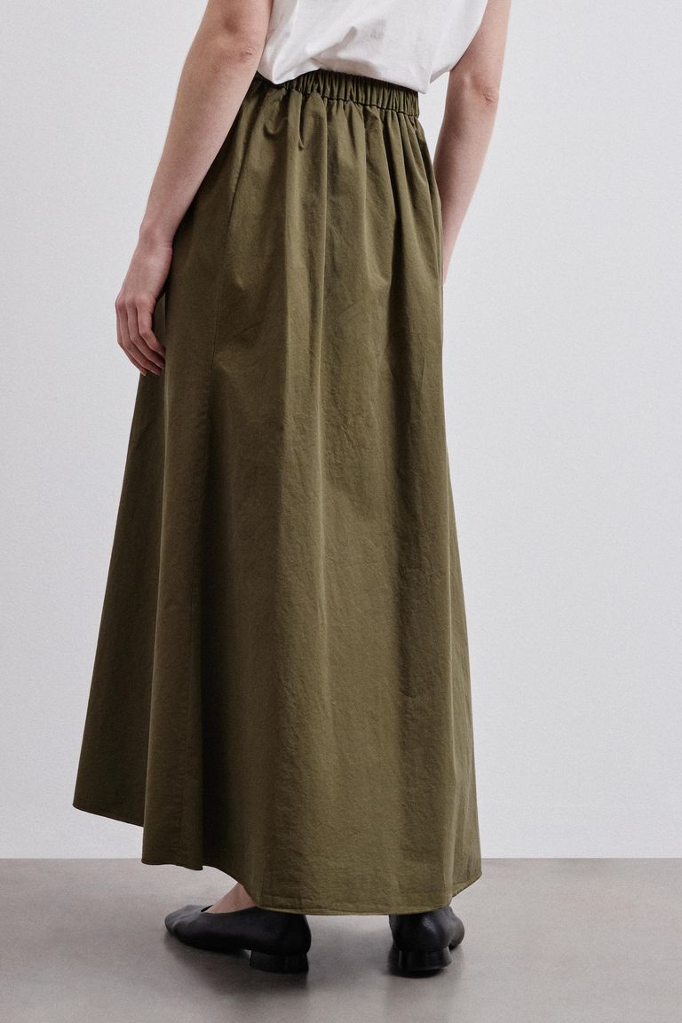 Gonna in gabardina di cotone khaki