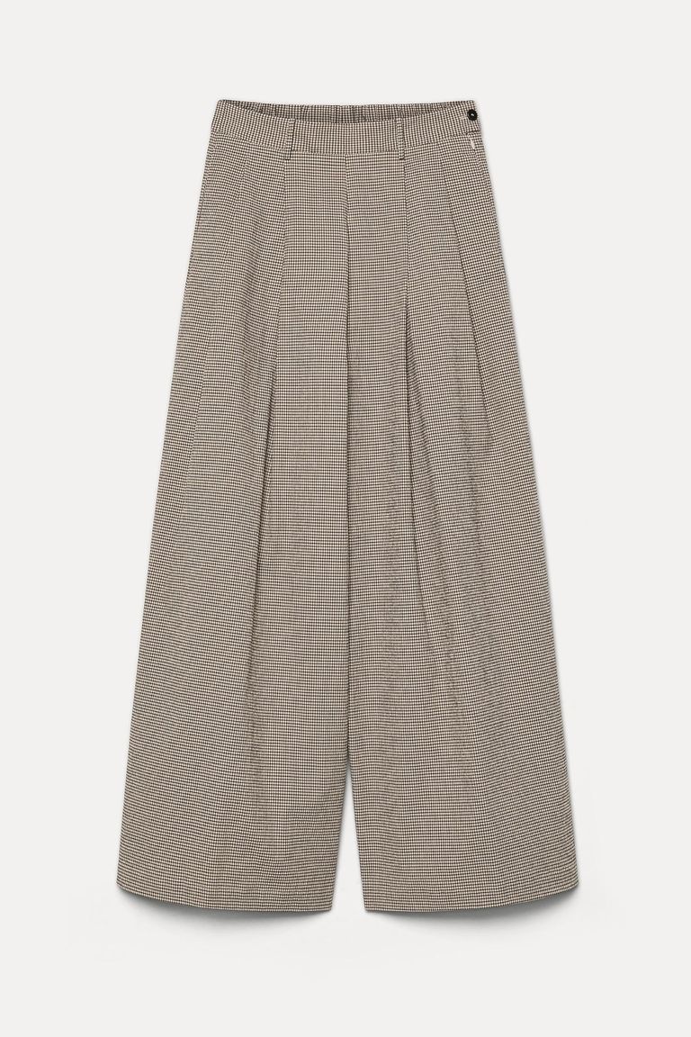 Pantalone ampio in micro vichy di cotone