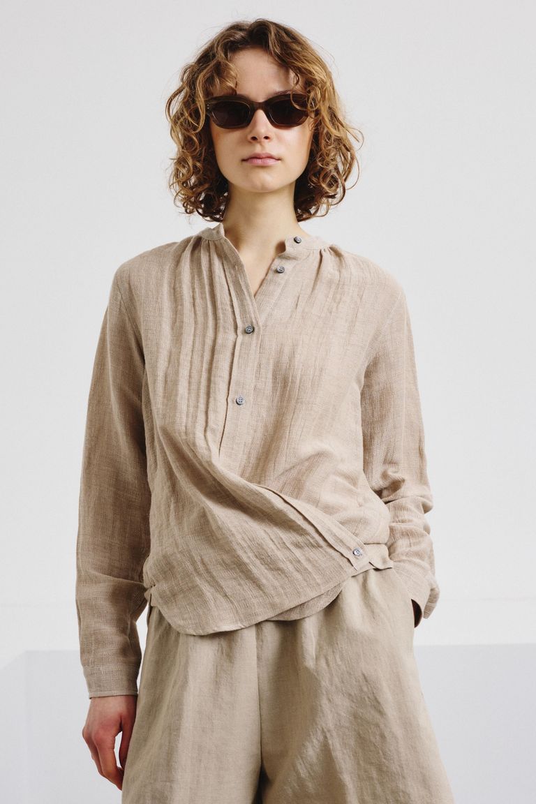 Linen and cotton gauze shirt