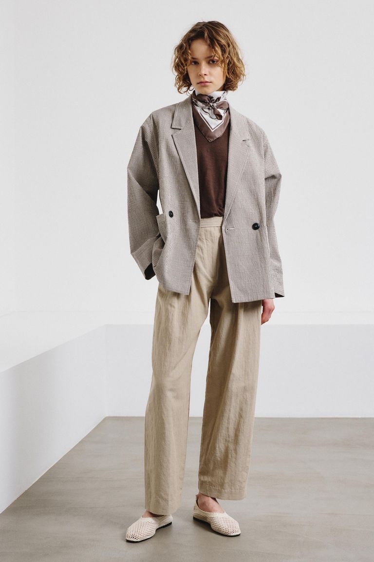 Cotton micro-vichy jacket lime white