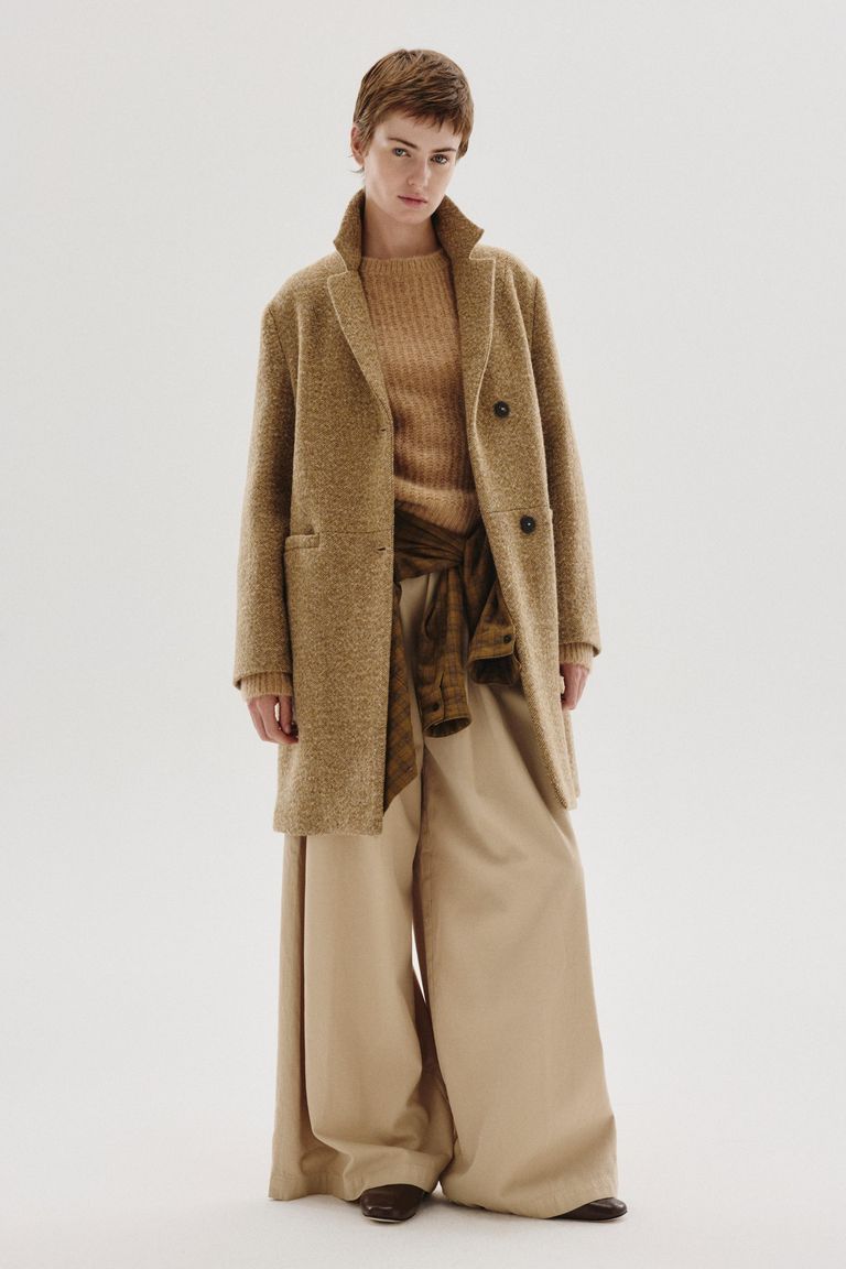 Mélange wool and cotton cloth coat