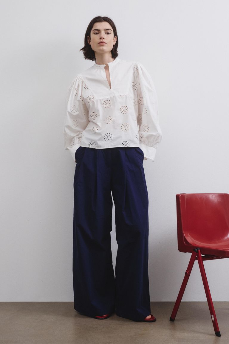 Camicia in sangallo di cotone latte