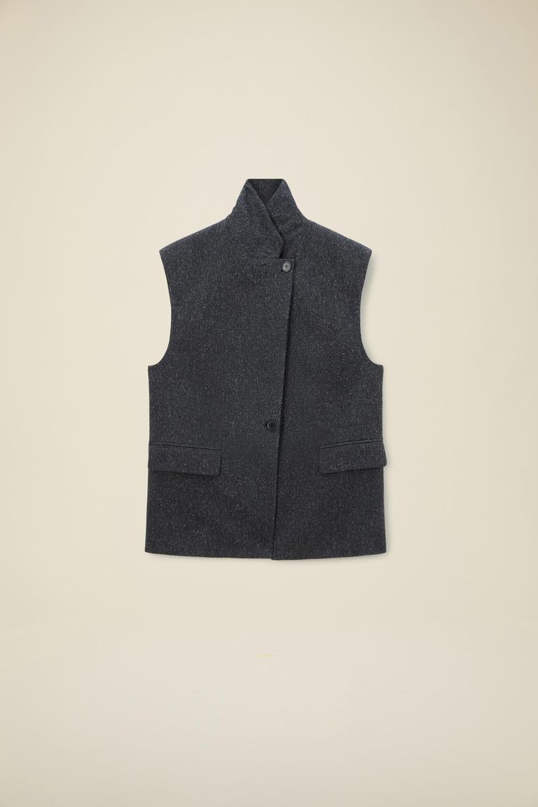 Gilet in tessuto bottonato in misto lana