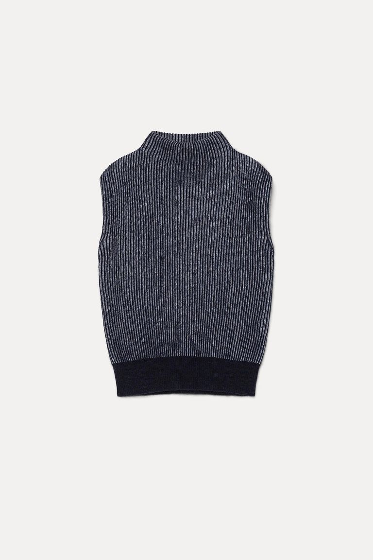 Vanisé alpaca and wool vest navy blue