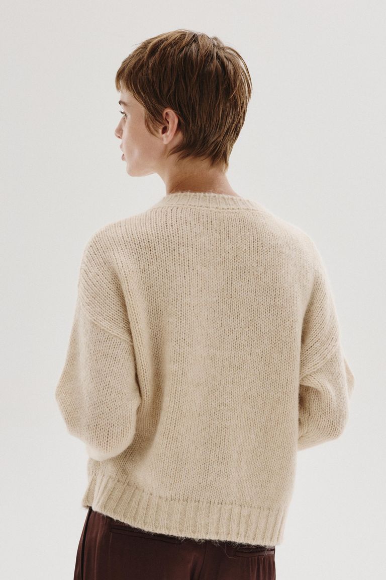 Alpaca and Merino wool cable-knit crewneck sweater