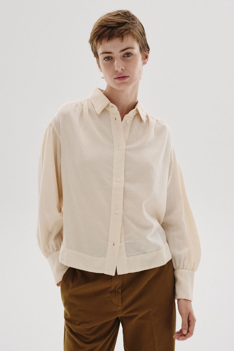 Cotton and wool micro-weave shirt