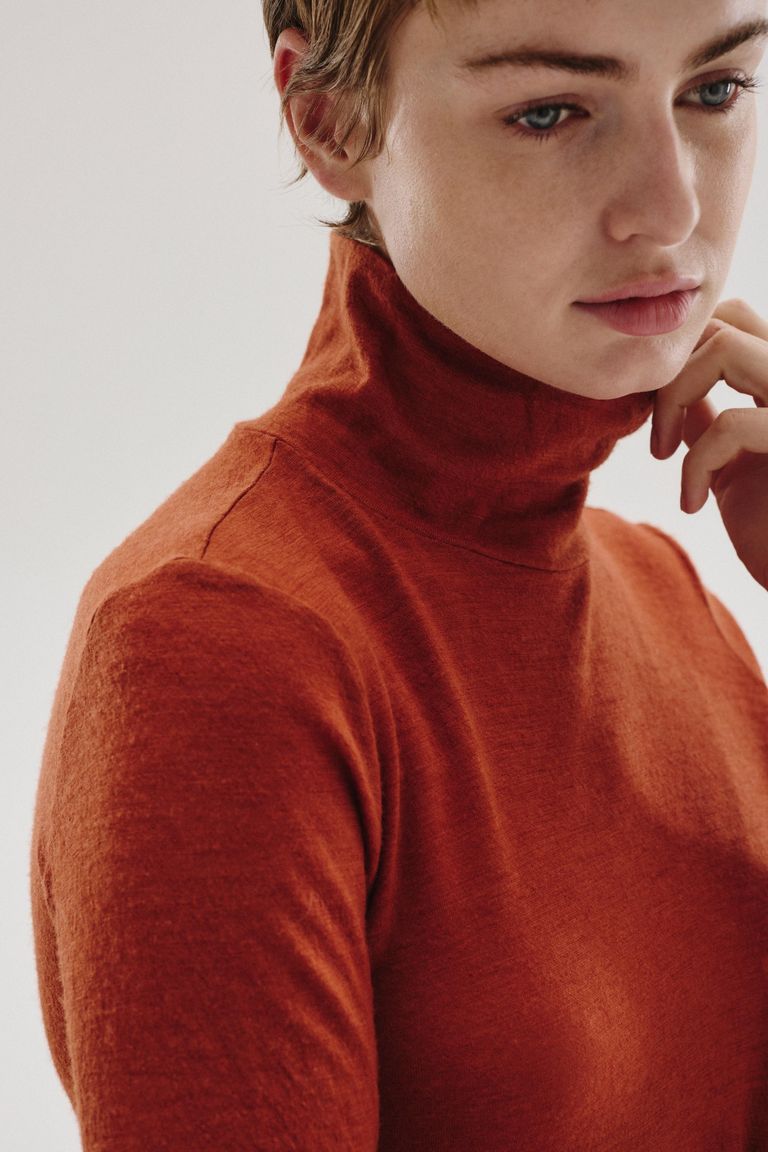 Wool jersey high-neck T-shirt