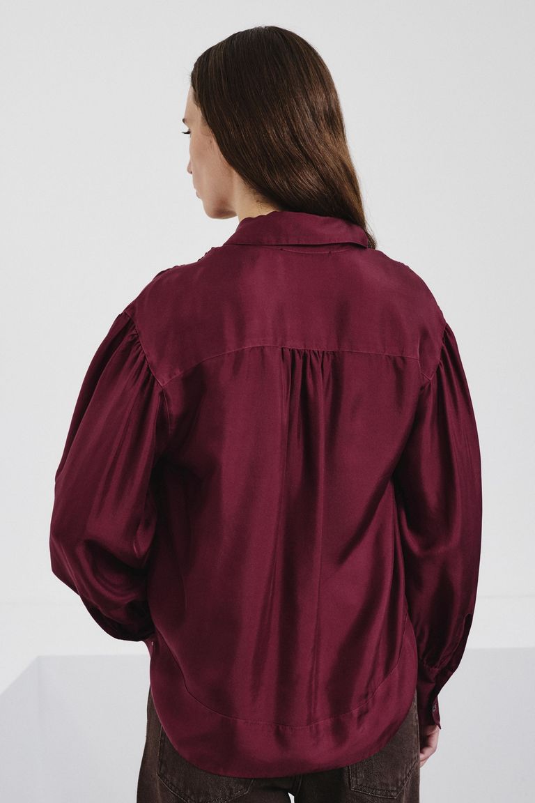 Silk twill shirt burgundy
