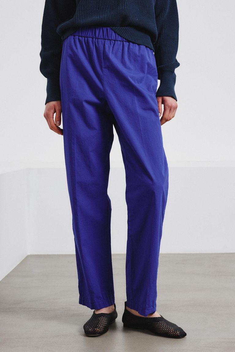 Cotton gabardine jogging trousers royal blue