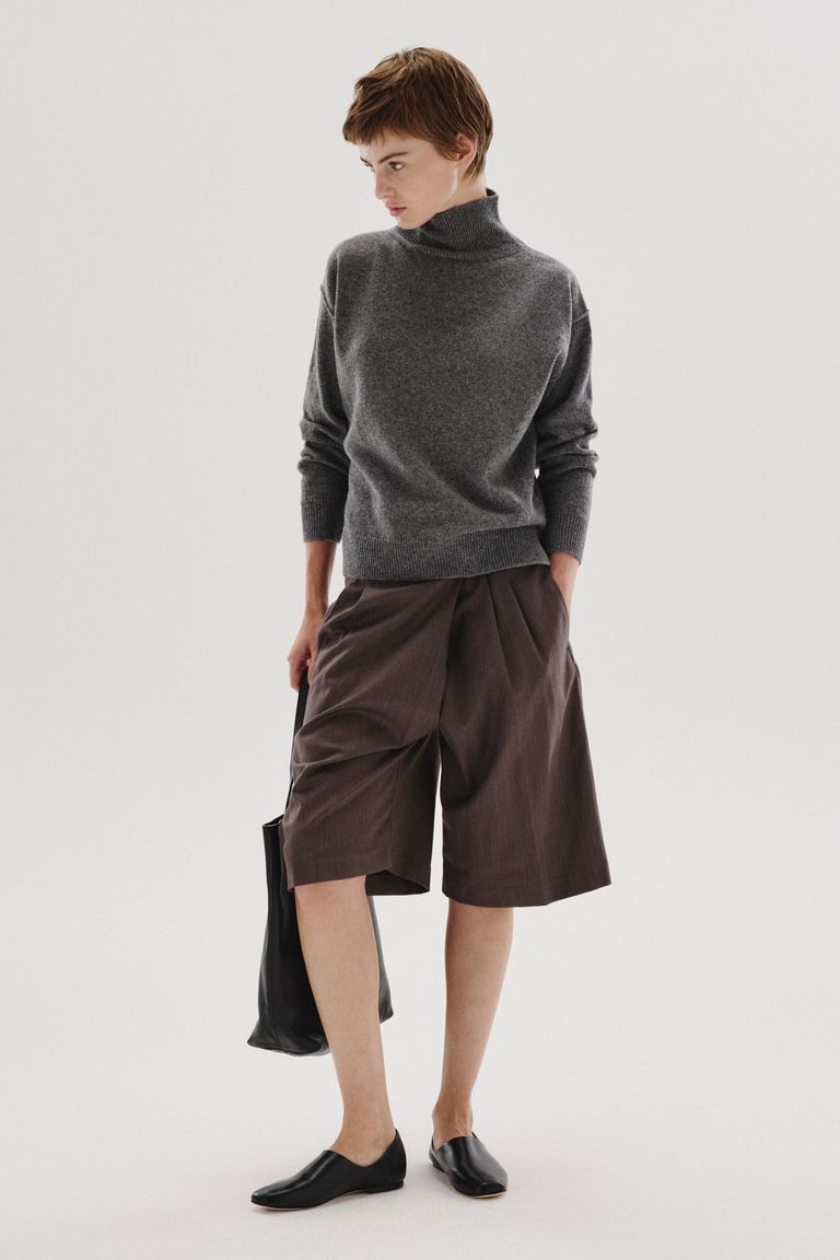 Cotton and wool flannel bermuda shorts dove grey