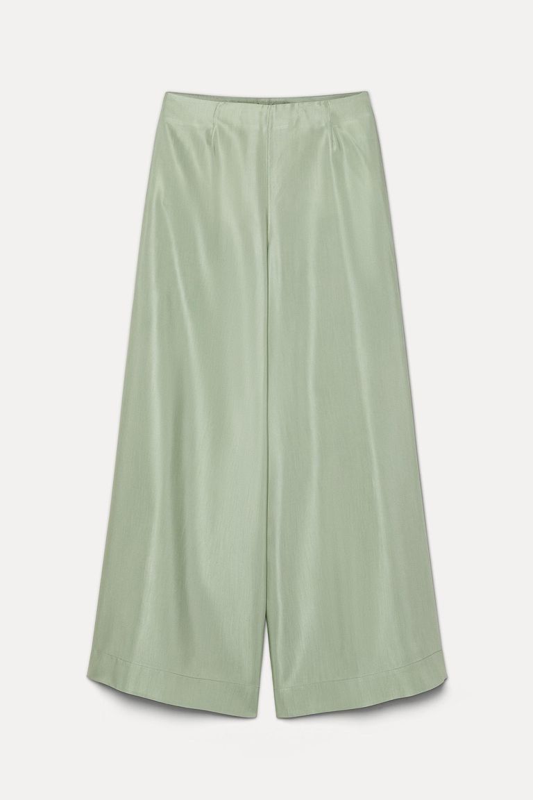 Flat-front trousers in viscose twill aloe