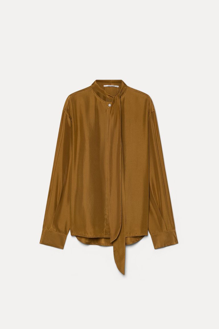 Camicia con sciarpina in habutai di seta