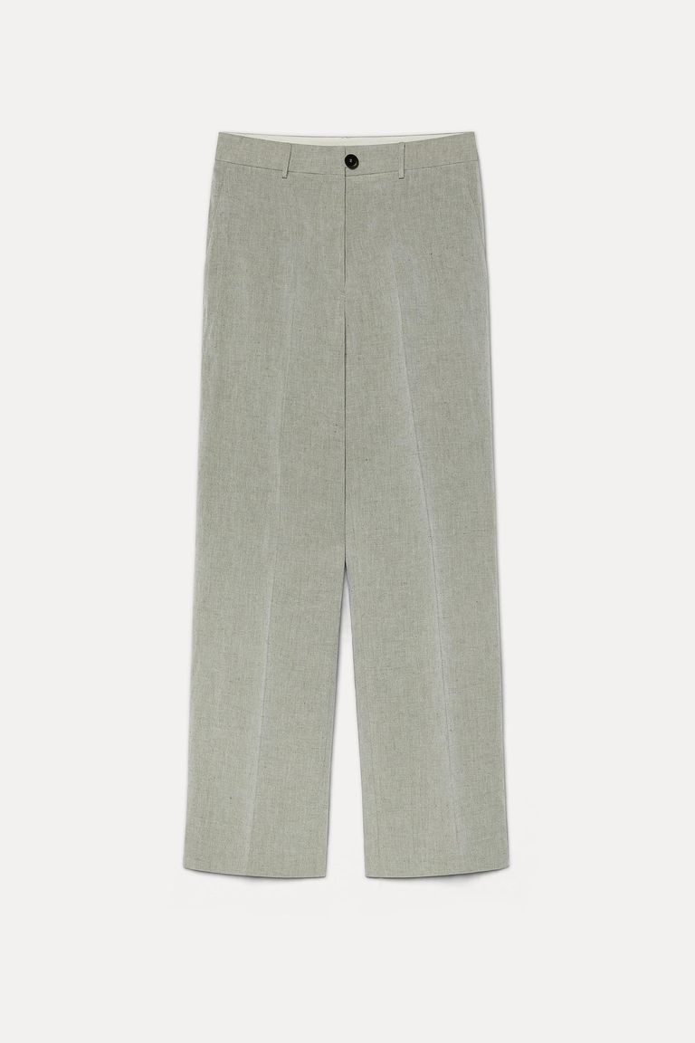 Slubbed cotton trousers olive