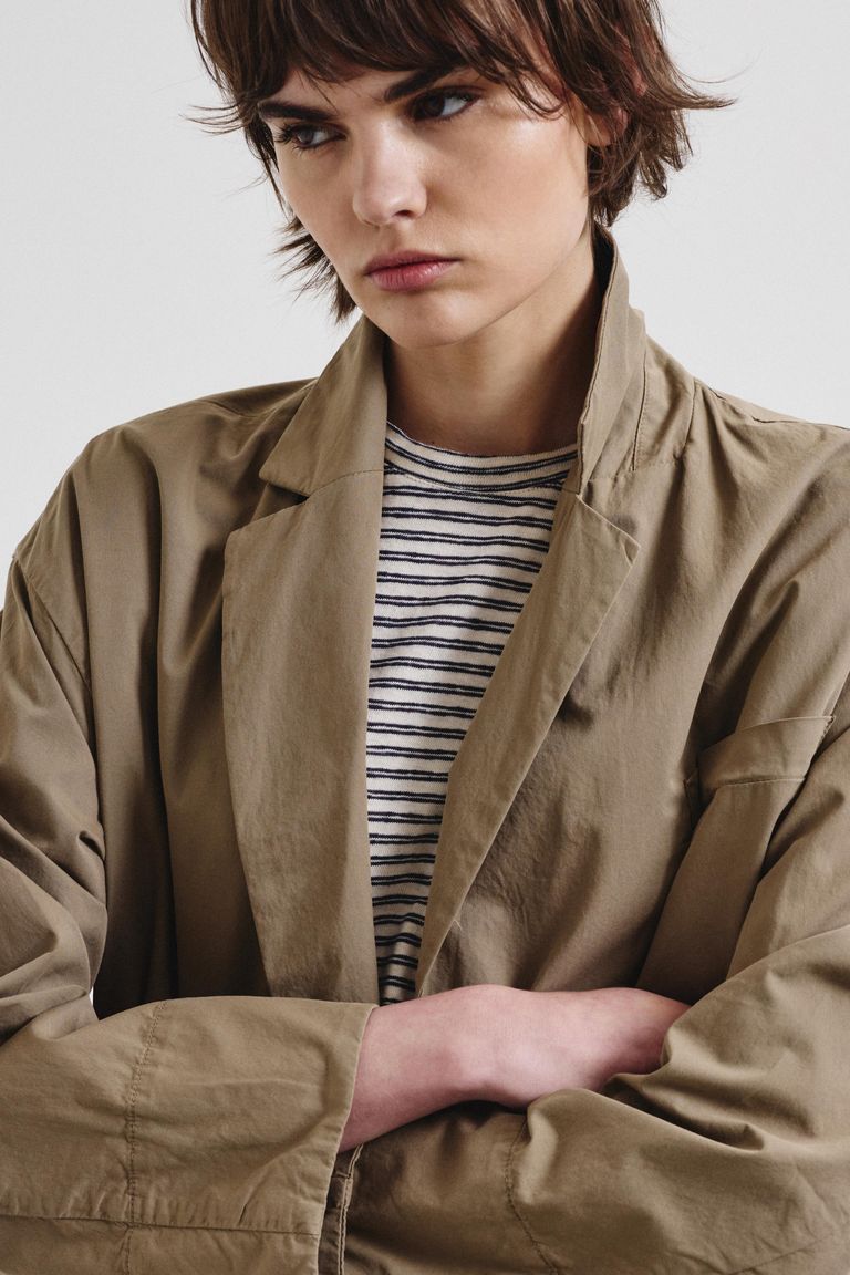 Cotton gabardine coat dove grey