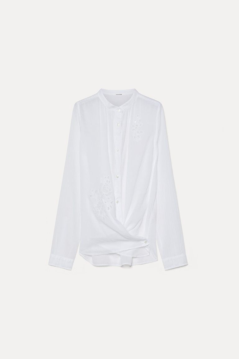 Embroidered cotton voile shirt