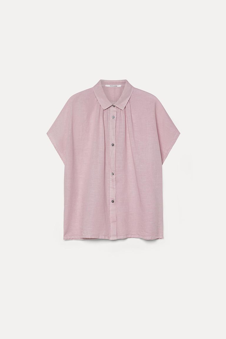 Blouse en gaze de coton et lin flammé.