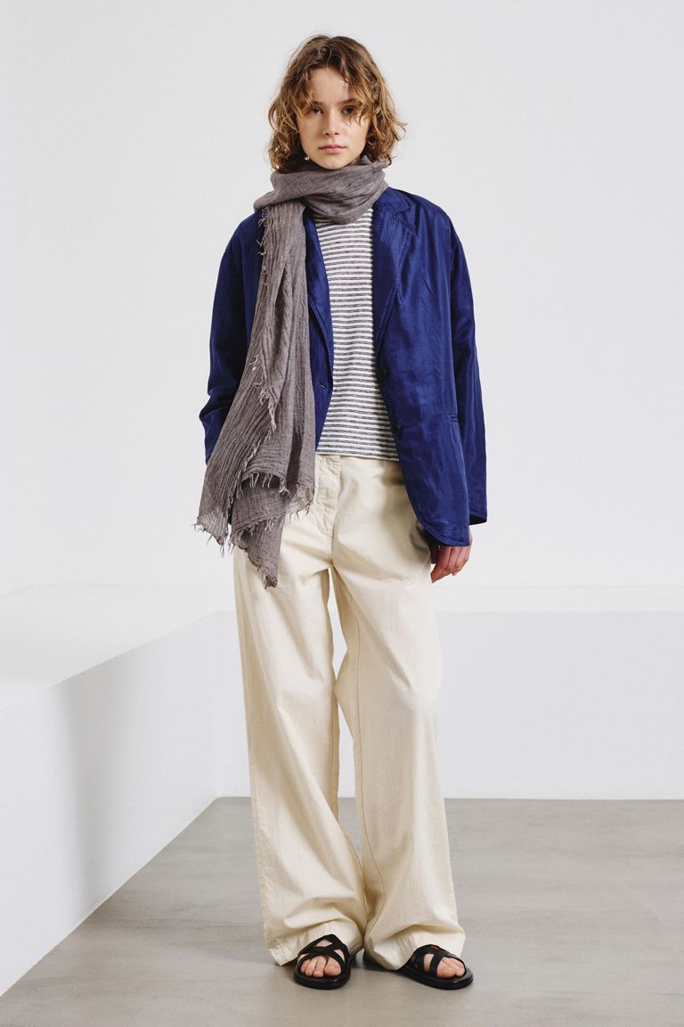 Double-layer cotton and silk jacket navy