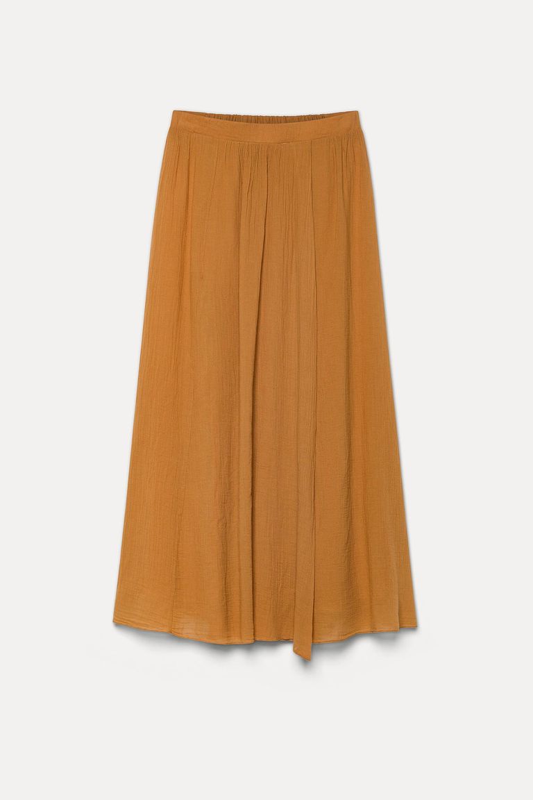 Skirt in organic cotton crêpe gauze apricot