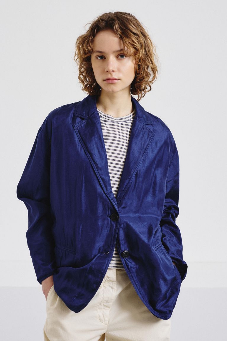 Double-layer cotton and silk jacket navy