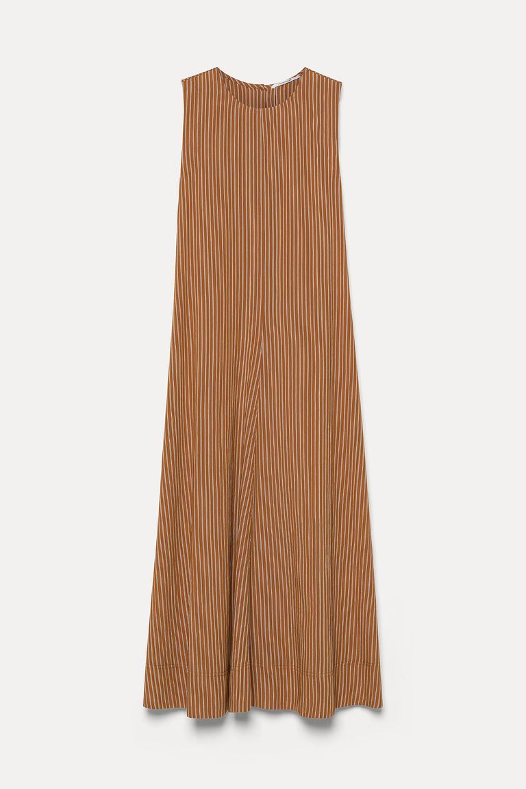 Robe en viscose technique rayée abricot