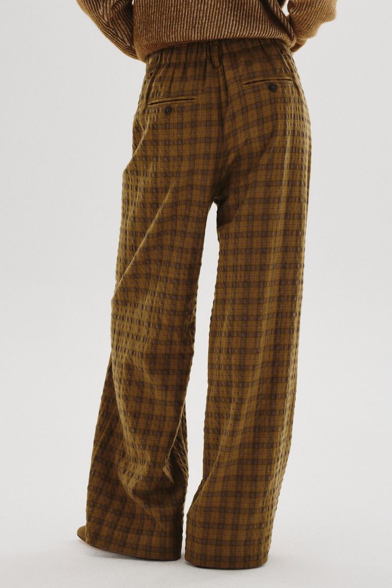 Check cotton-wool flannel trousers