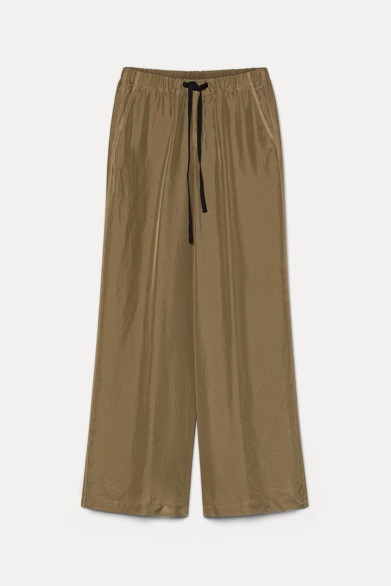 Trousers in silk habutai dove grey