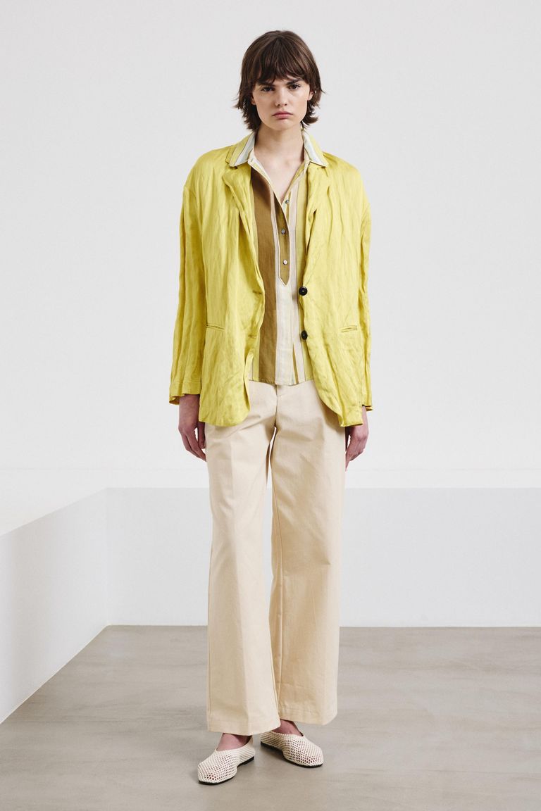Crinkled viscose satin jacket topaz