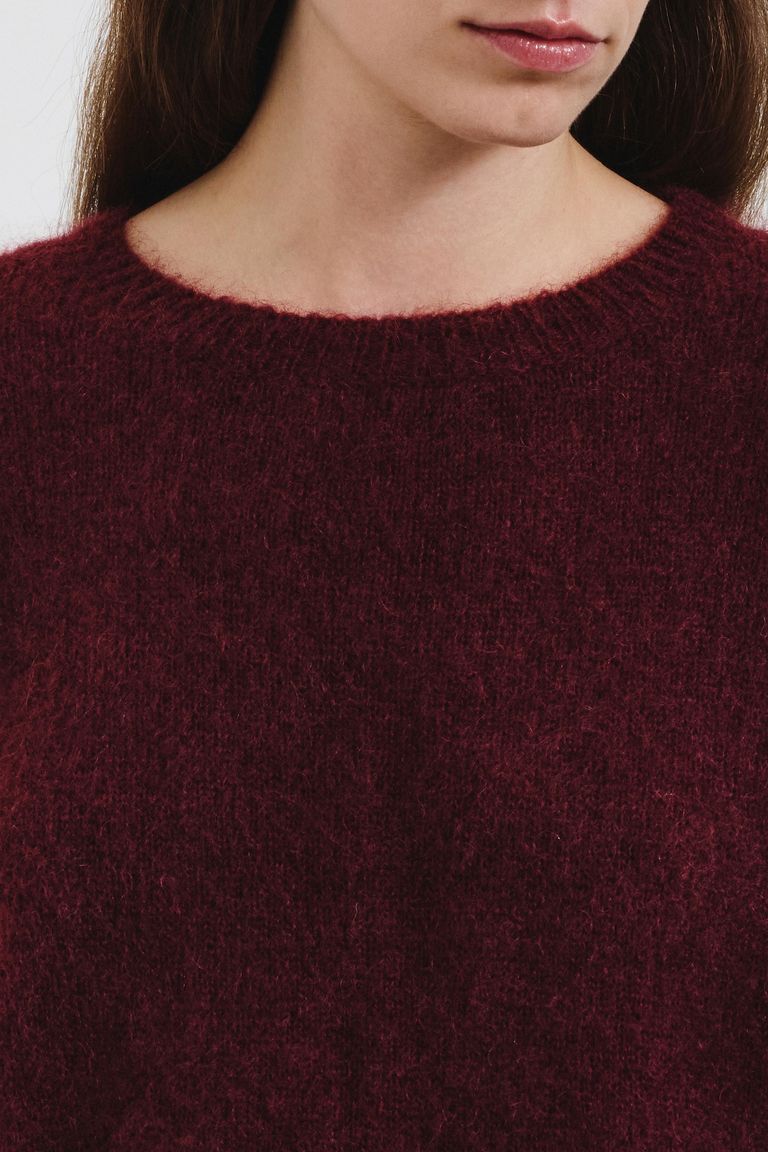 Short-sleeved mohair sweater burgundy