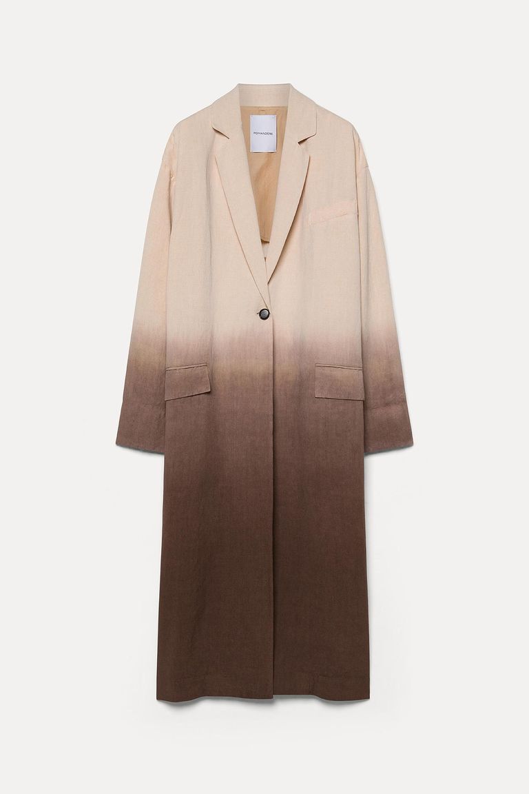 Cappotto in tela fiammata degradè porcellana