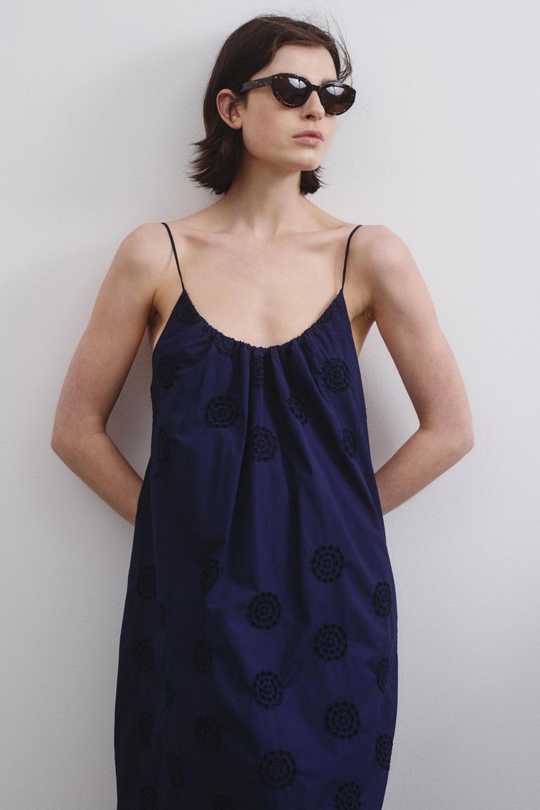 Cotton broderie anglaise dress midnight blue