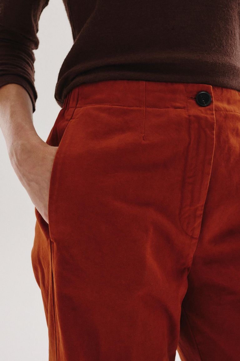 Iconic brushed cotton drill trousers terracotta