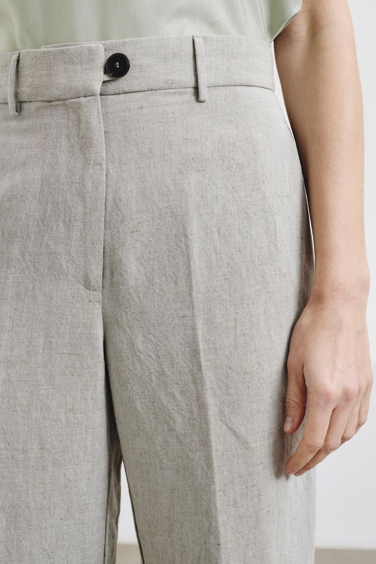 Slubbed cotton trousers olive
