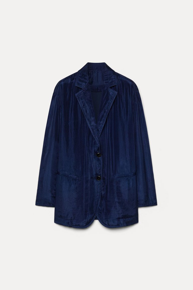 Double-layer cotton and silk jacket navy