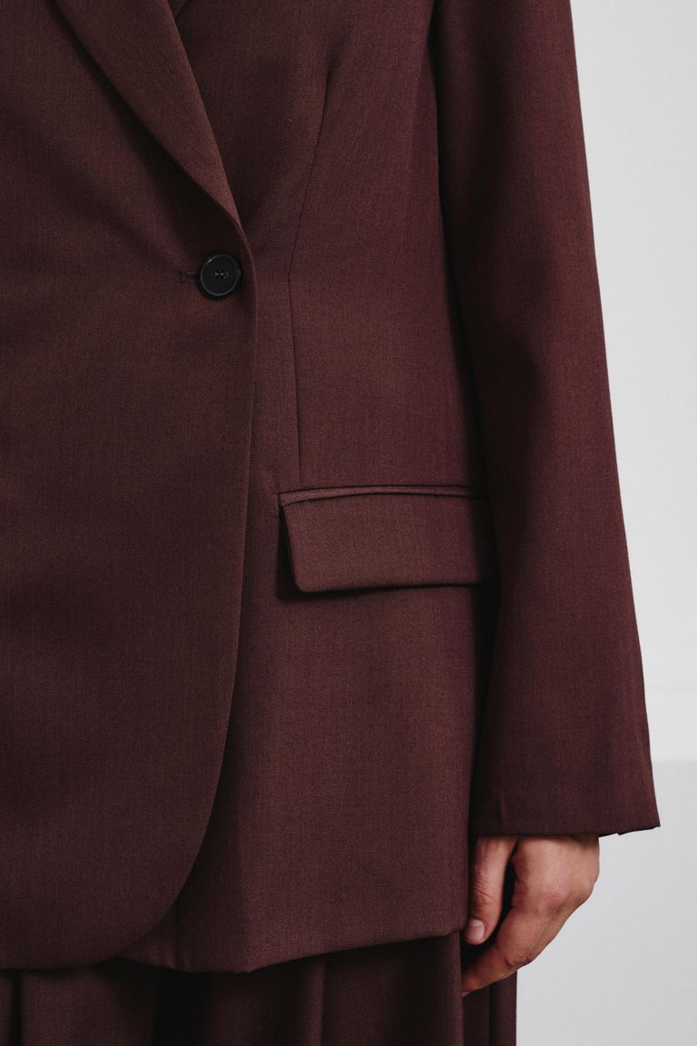Technical wool gabardine double-breasted jacket
