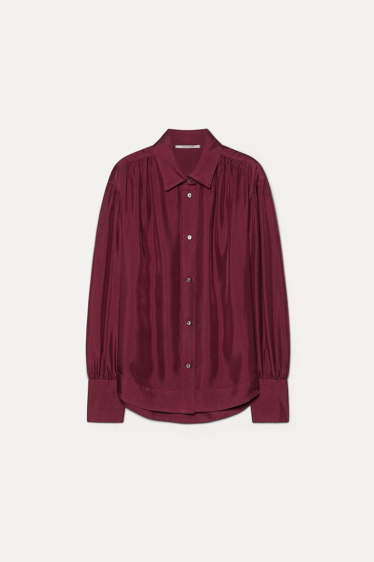 Silk twill shirt burgundy
