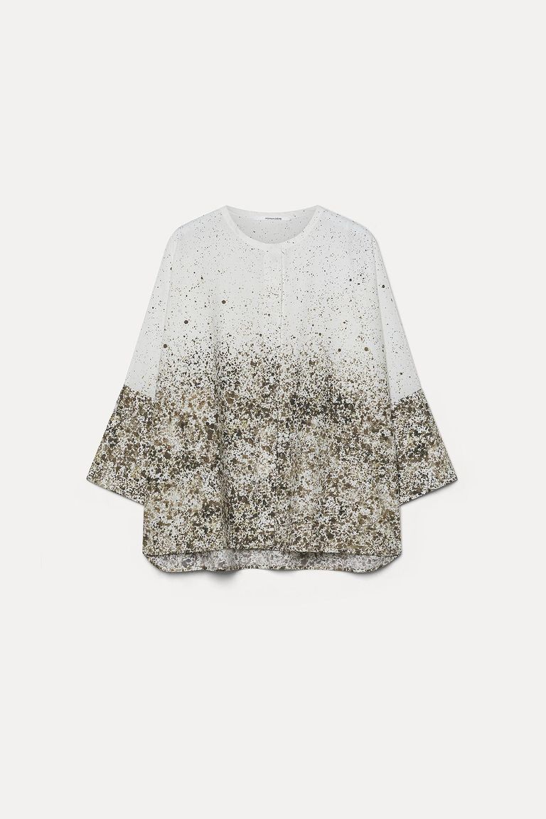Printed poplin shirt dove grey