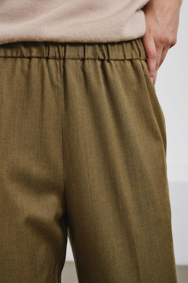Mélange cotton and wool flannel jogging trousers