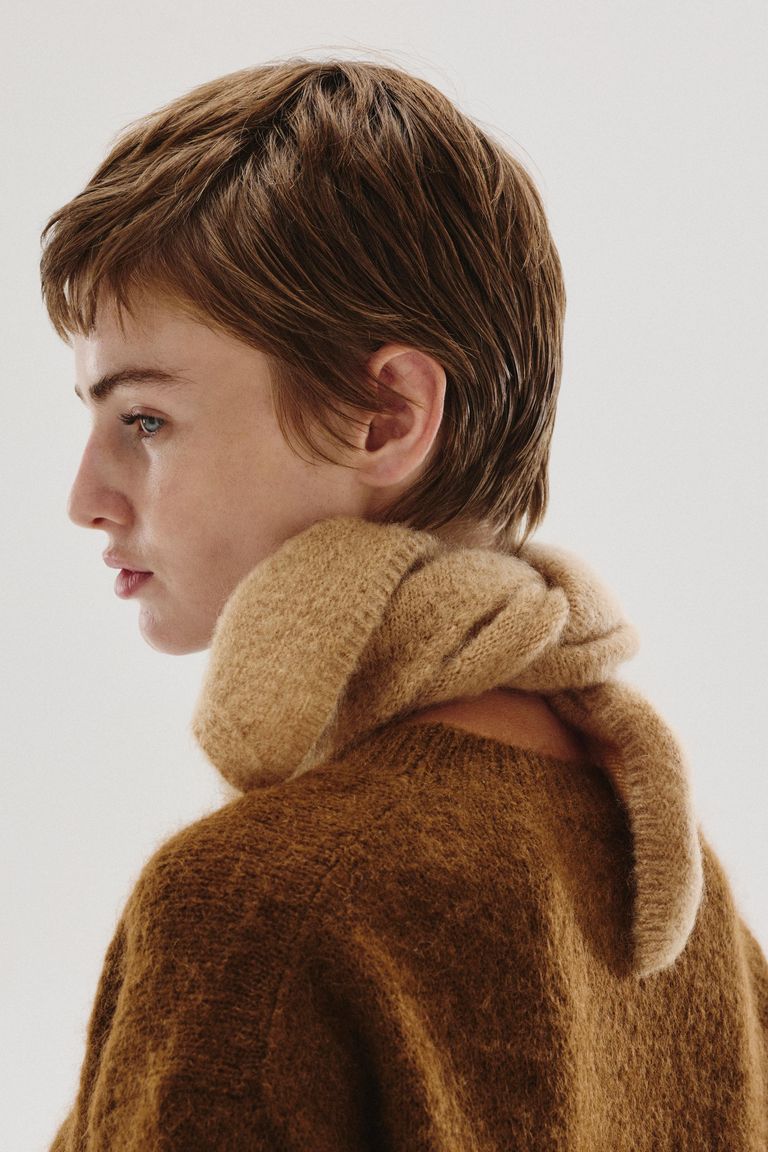 Mohair and wool knit scarf